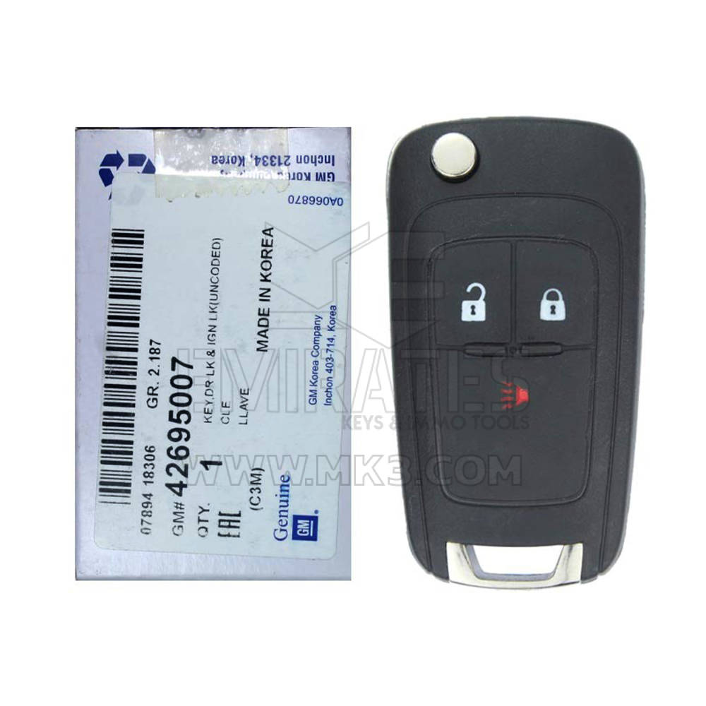 New Chevrolet Spark 2013-2016 Genuine / OEM Flip Remote key 2+1 Buttons 315MHz 42695007, FCCID: A2GM3AFUS03 | Emirates Keys