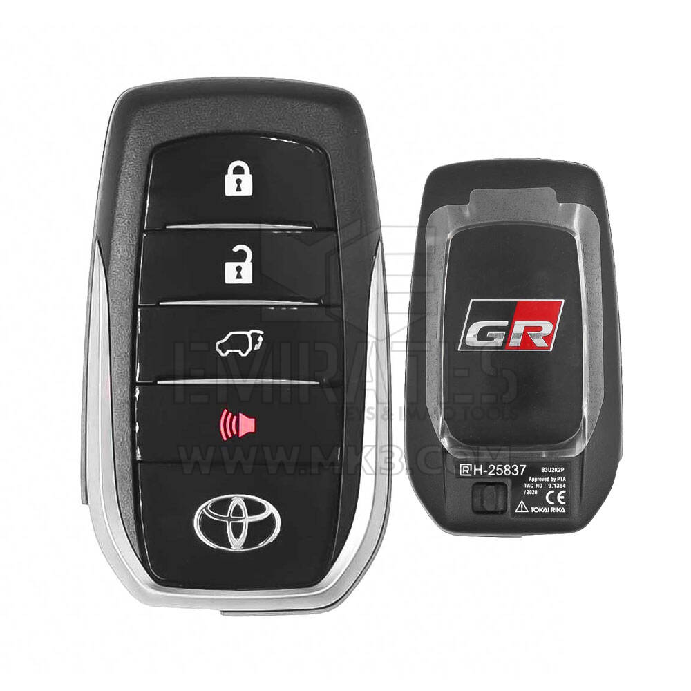 Chave remota inteligente original Toyota Fortuner GR Sport 2016-2022 com 4 botões e 433 MHz