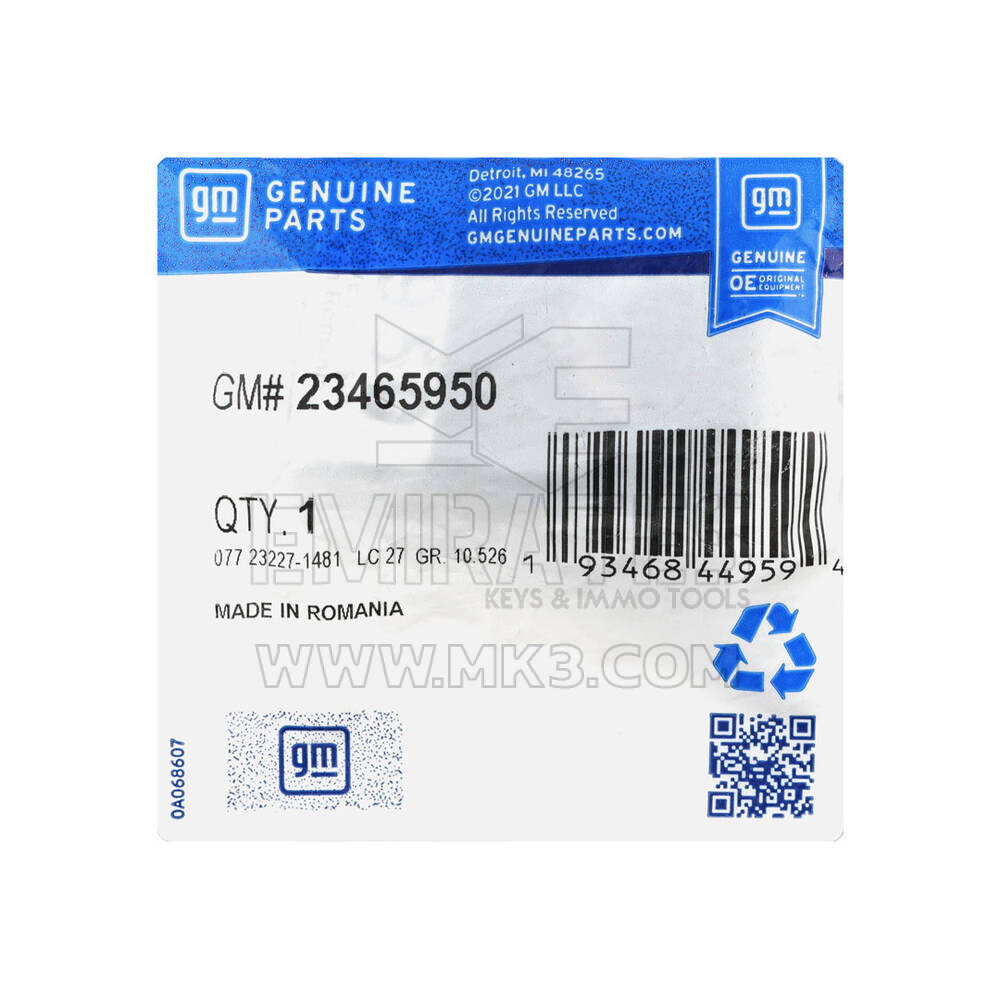 New Chevrolet Corvette 2014-2015 Genuine Smart Remote Key 3+1 Buttons 433MHz OEM Part Number: 23465950  / 22779879, FCCID: G09C04EEC4P | Emirates Keys