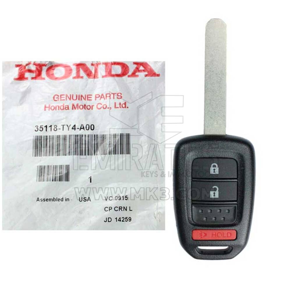 Chave remota genuína/OEM Honda CR-V 2013-2014, 315MHz, como nova, sem caixa, código 35118-TY4-A00, FCCID: MLBHLIK6-1T | Emirates Keys