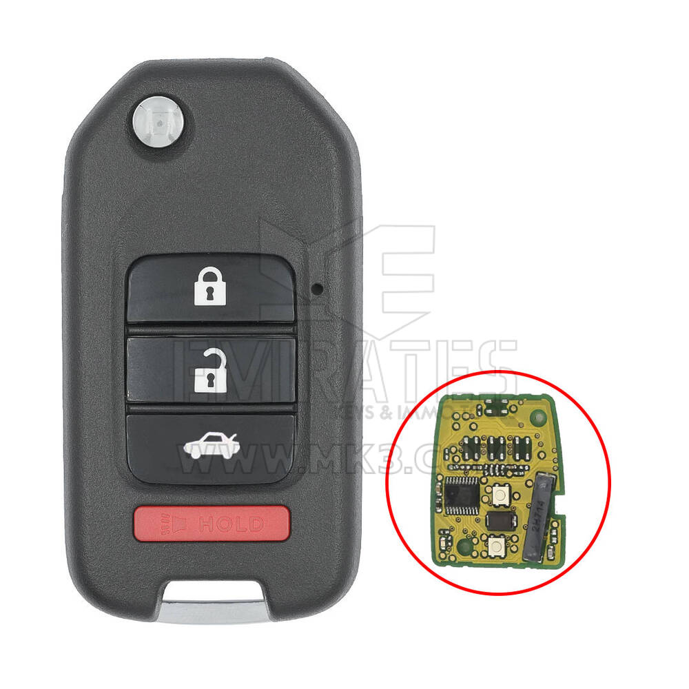 Coque de clé télécommande à rabat modifiée Honda 3+1 boutons
