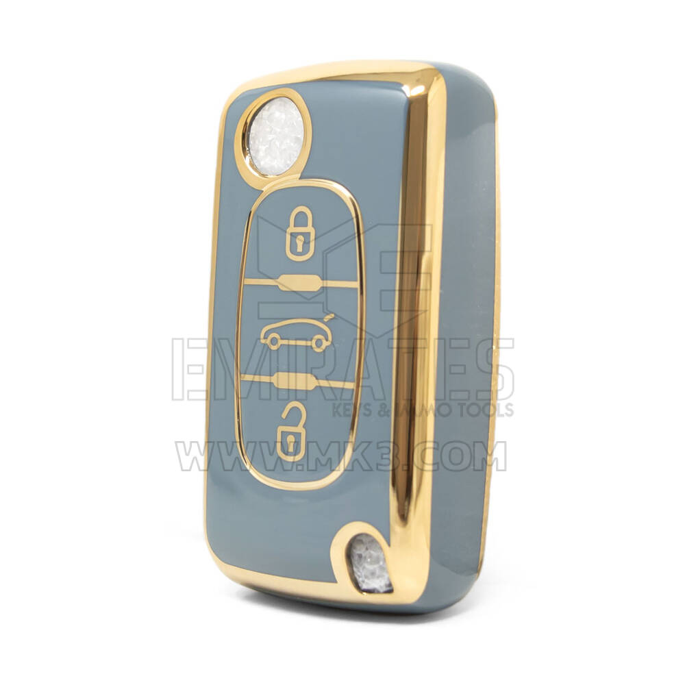 Capa Nano de alta qualidade para chave remota Peugeot 3 botões cor cinza PG-D11J3
