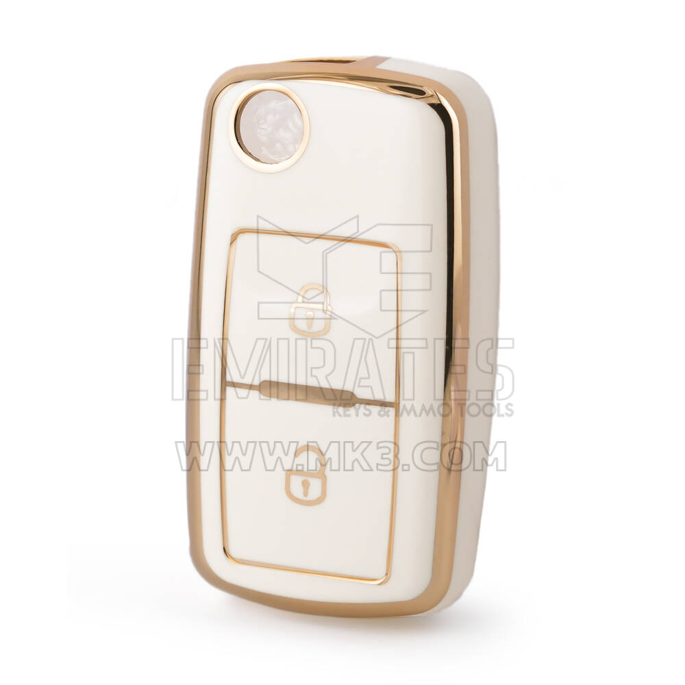 Nano High Quality Cover For Volkswagen Smart Remote Key 2 Buttons White Color VW-A11J2