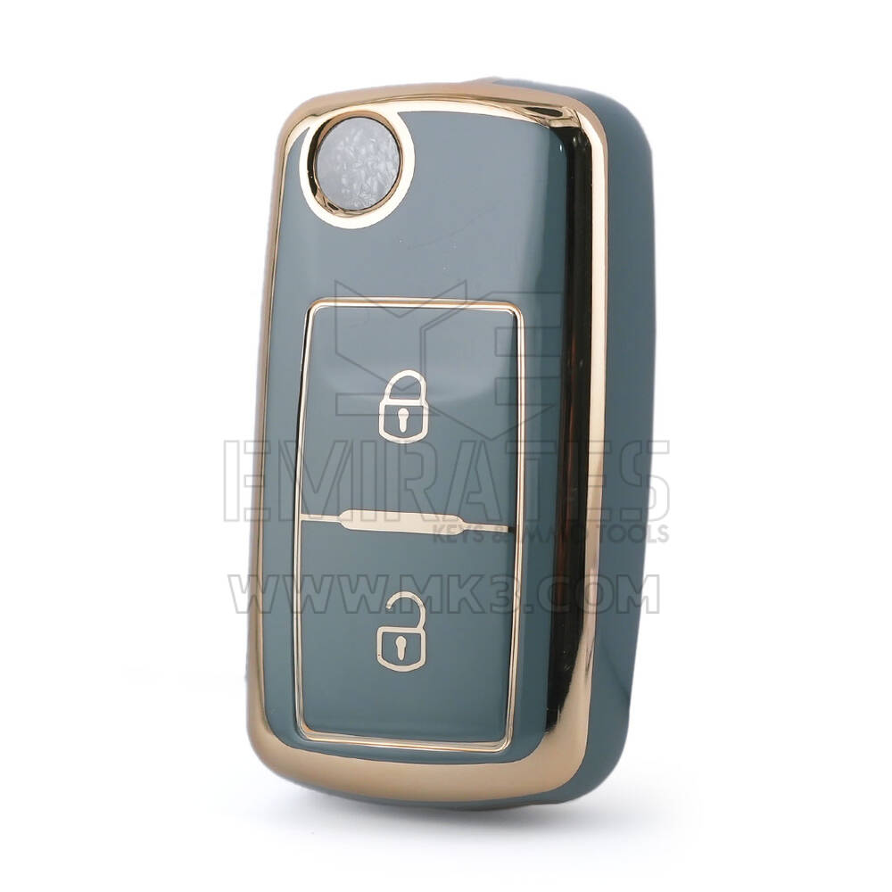Nano High Quality Cover For Volkswagen Smart Remote Key 2 Buttons Gray Color VW-A11J2