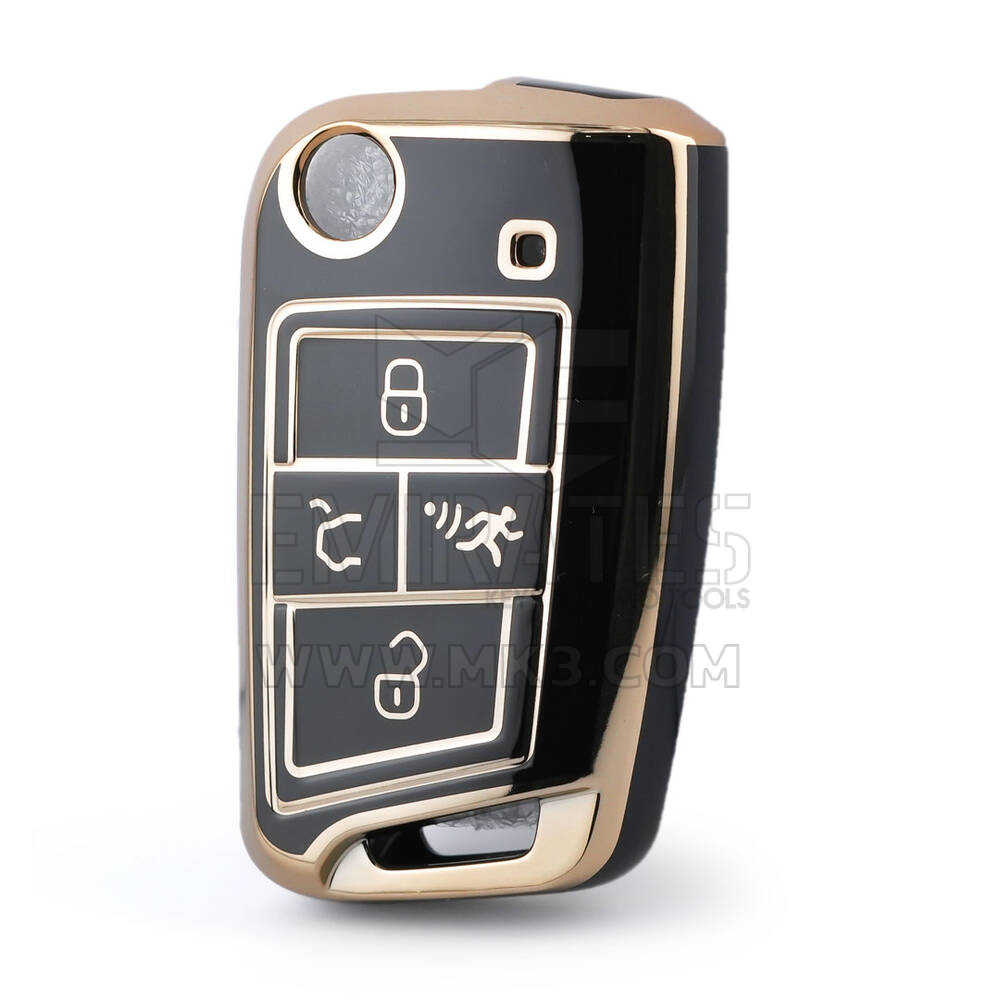 Nano High Quality Cover For Volkswagen Flip Remote Key 4 Buttons Black Color VW-B11J4