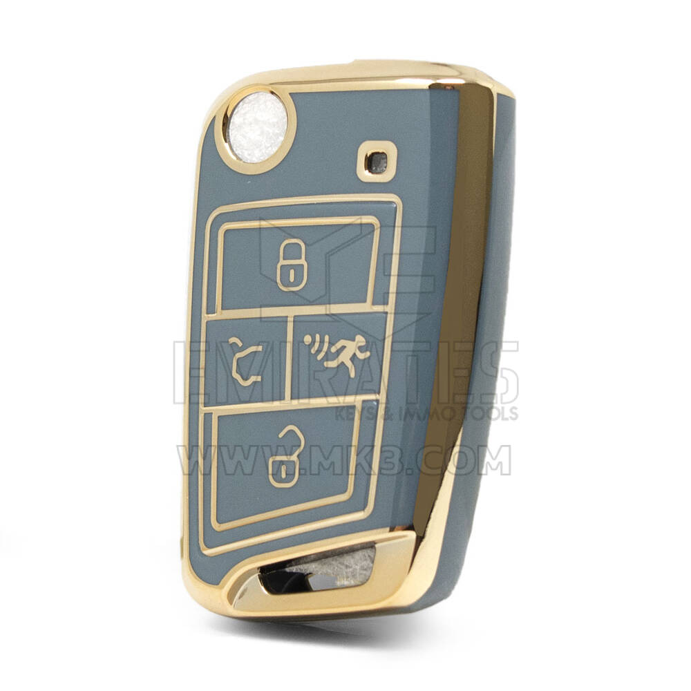 Nano High Quality Cover For Volkswagen Flip Remote Key 4 Buttons Gray Color VW-B11J4