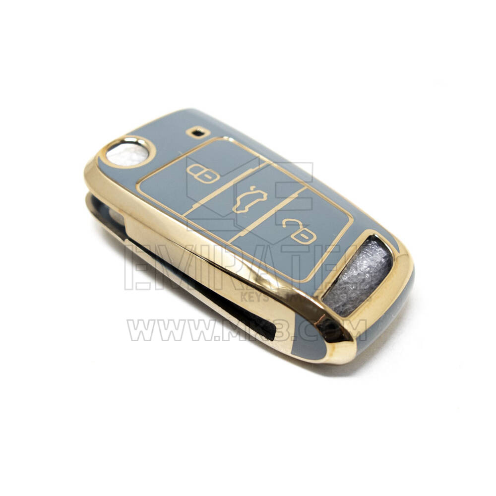 New Aftermarket Nano High Quality Cover For Volkswagen MQB Flip Remote Key 3 Buttons Gray Color VW-E11J | Emirates Keys
