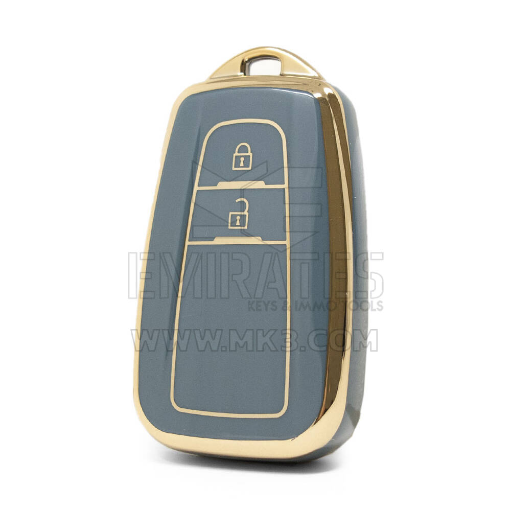 Capa nano de alta qualidade para Toyota Prius C-RH Prado chave remota 2 botões cor cinza TYT-B11J2