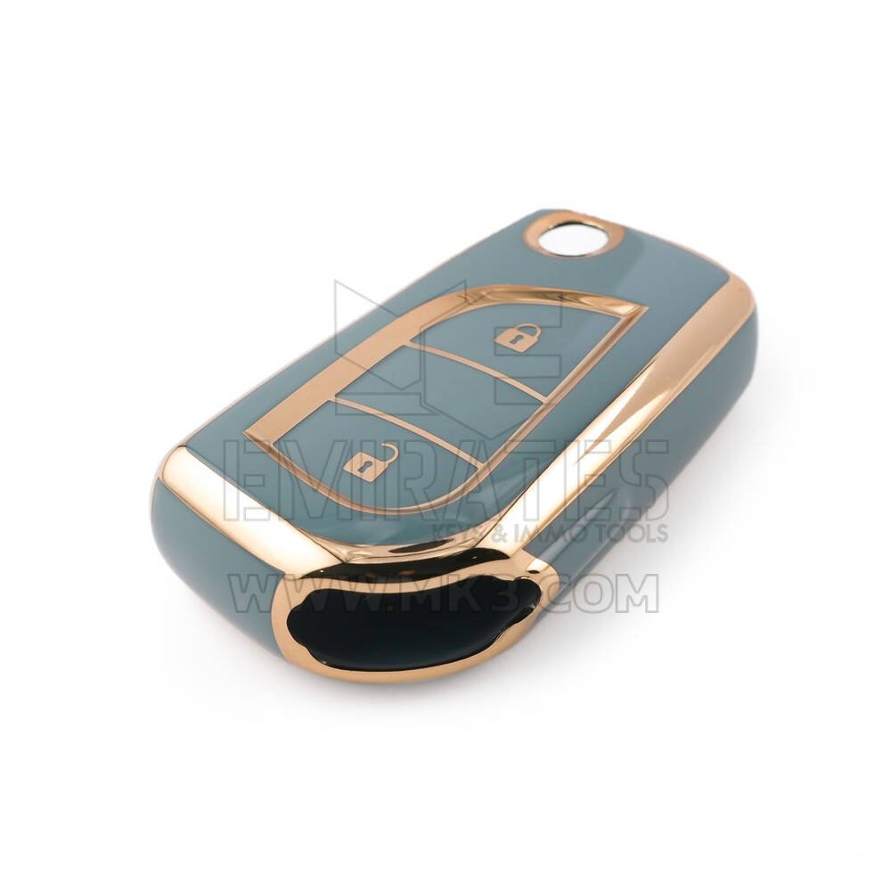 Novo aftermarket nano capa de alta qualidade para toyota flip remoto chave 2 botões cor cinza TYT-C11J2 Chaves dos Emirados