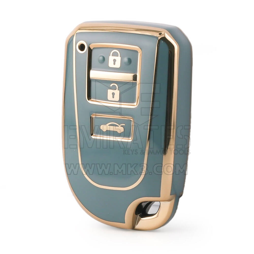 Capa nano de alta qualidade para chave remota Toyota Vios Yaris 3 botões cor cinza TYT-F11J