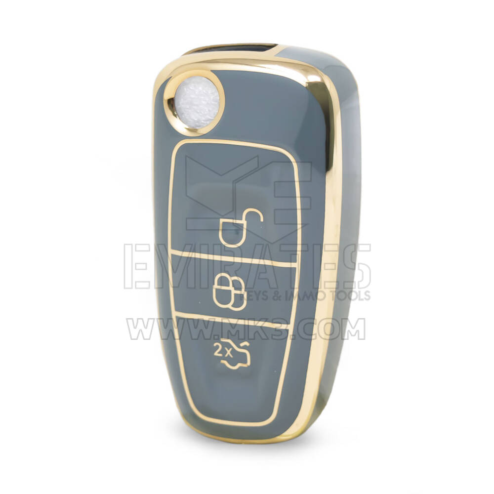 Нано-высококачественный чехол для дистанционного ключа Ford с 3 кнопками, серый цвет Ford-E11J