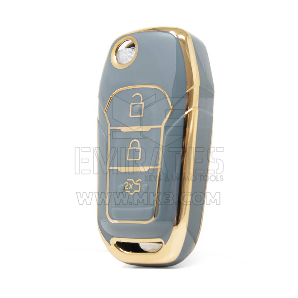 Нано-высококачественный чехол для Ford Fusion, откидной пульт дистанционного управления, 3 кнопки, серый цвет, Ford-F11J