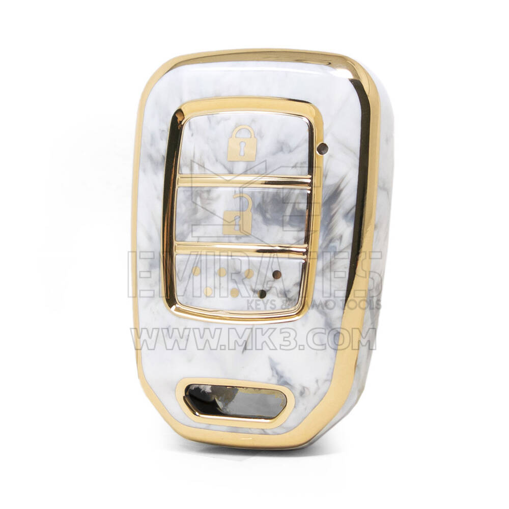 Nano couvercle en marbre de haute qualité pour clé télécommande Honda, 2 boutons, couleur blanche HD-D12J2