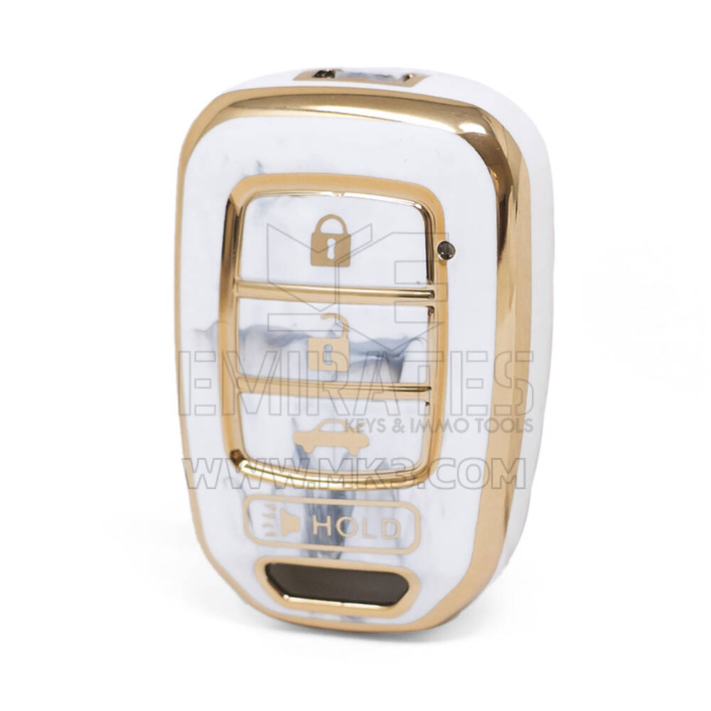 Nano couvercle en marbre de haute qualité pour clé télécommande Honda, 4 boutons, couleur blanche HD-D12J4