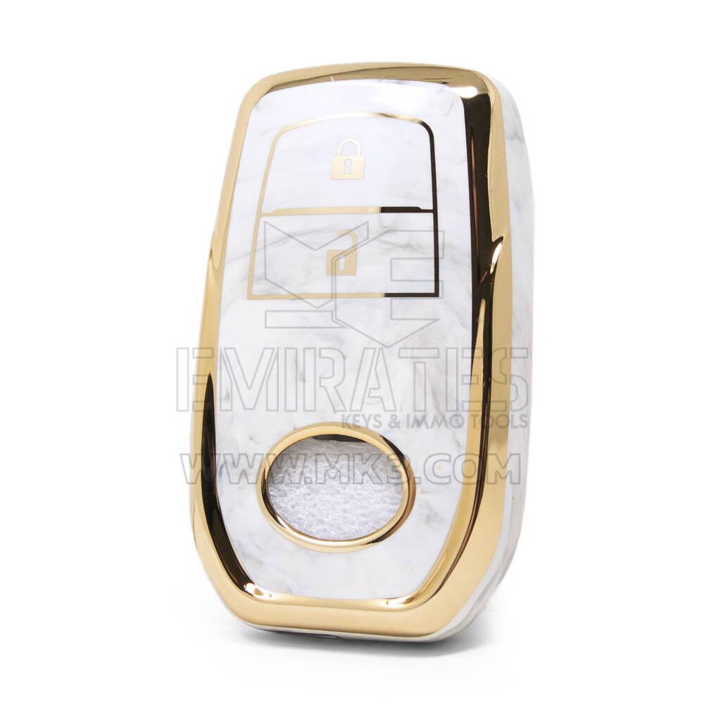 Capa de mármore nano de alta qualidade para chave remota Toyota 3 botões cor branca TYT-A12J2