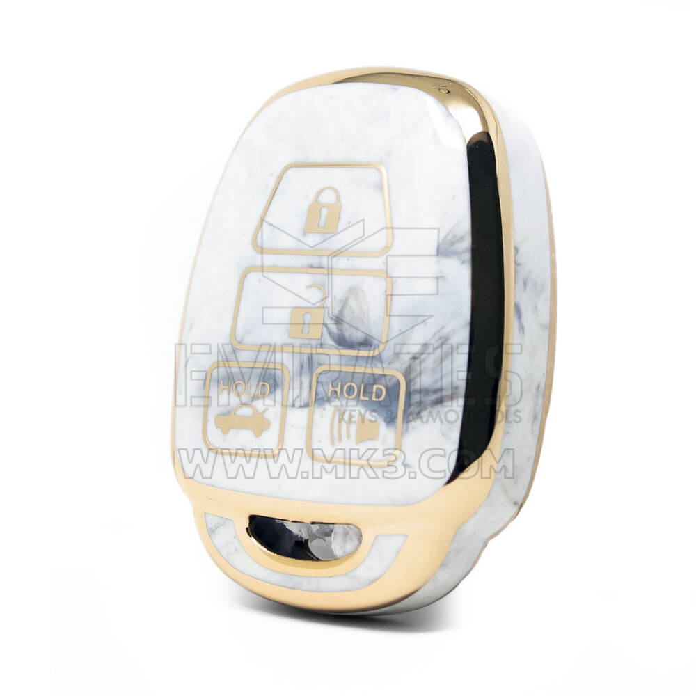 Capa de mármore nano de alta qualidade para chave remota Toyota 4 botões cor branca TYT-E12J4