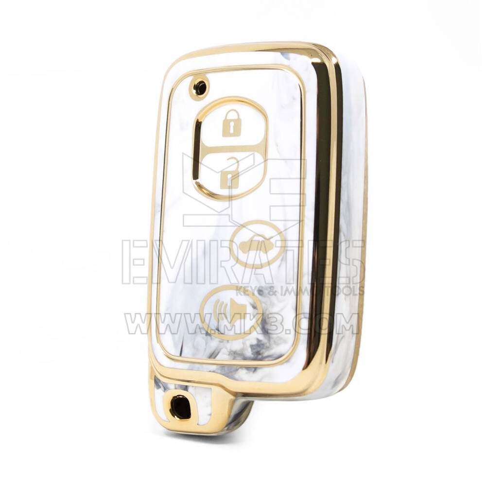 Capa de mármore nano de alta qualidade para chave remota Toyota 4 botões cor branca TYT-H12J4