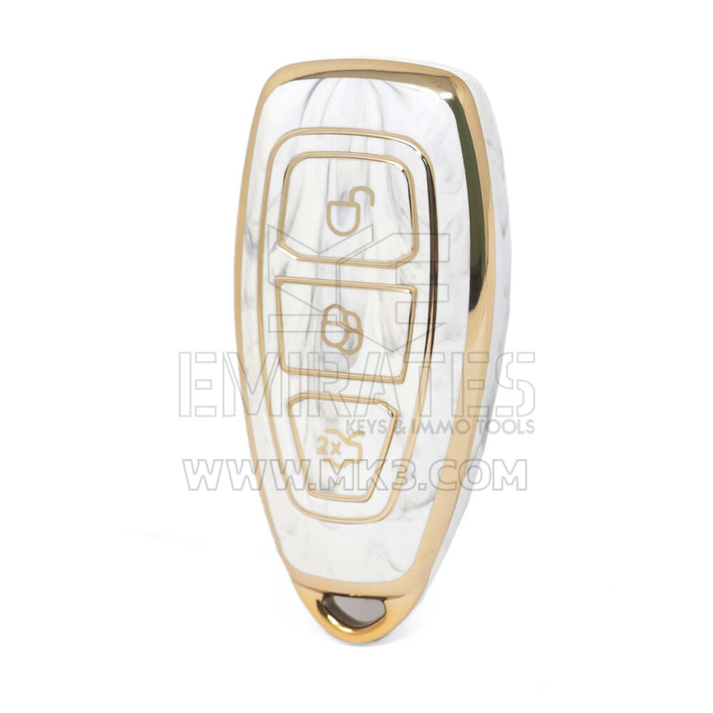 Нано-высококачественная мраморная крышка для дистанционного ключа Ford с 3 кнопками белого цвета Ford-D12J