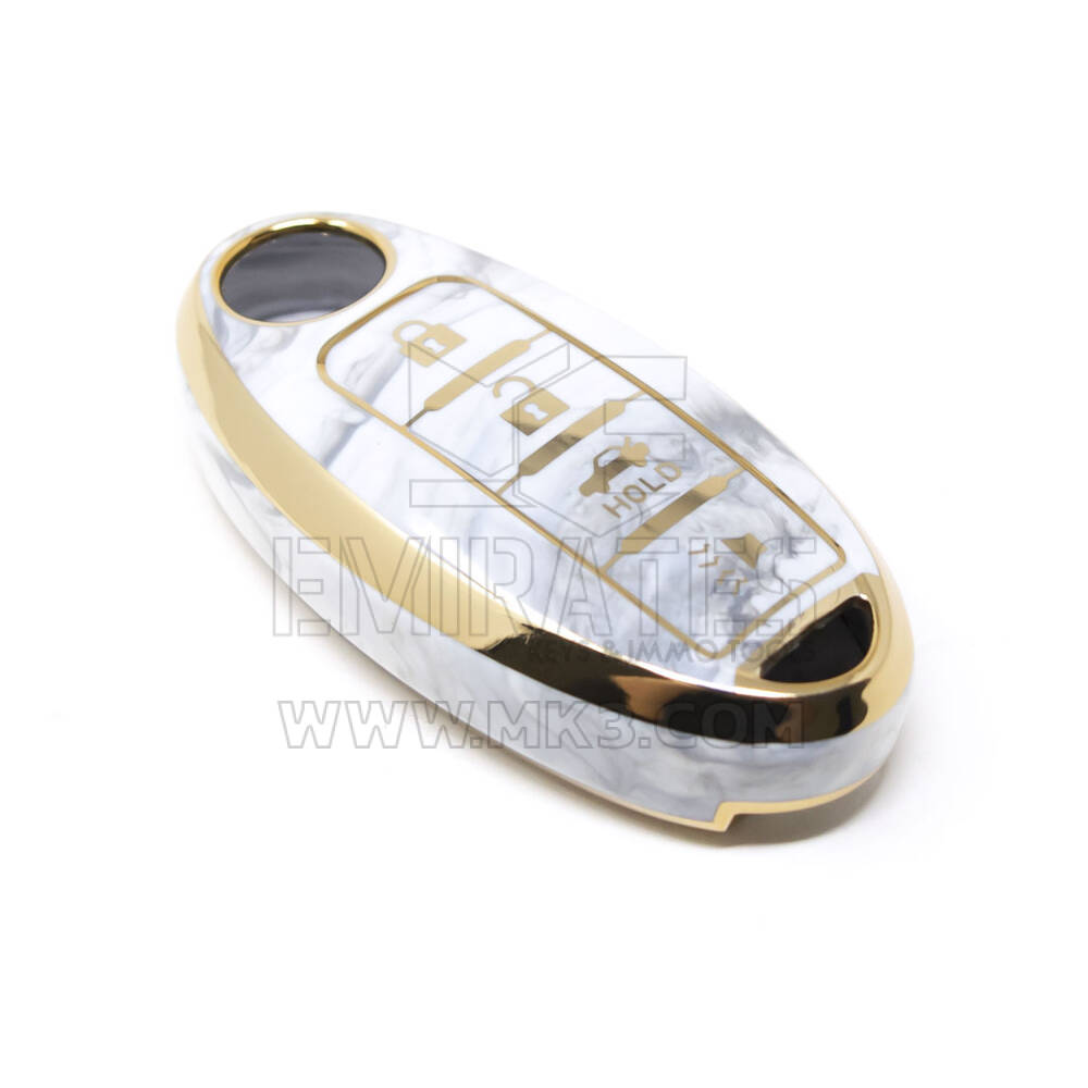 Nuova copertura in marmo Nano di alta qualità aftermarket per chiave remota Nissan 4 pulsanti colore bianco NS-A12J4A | Chiavi degli Emirati