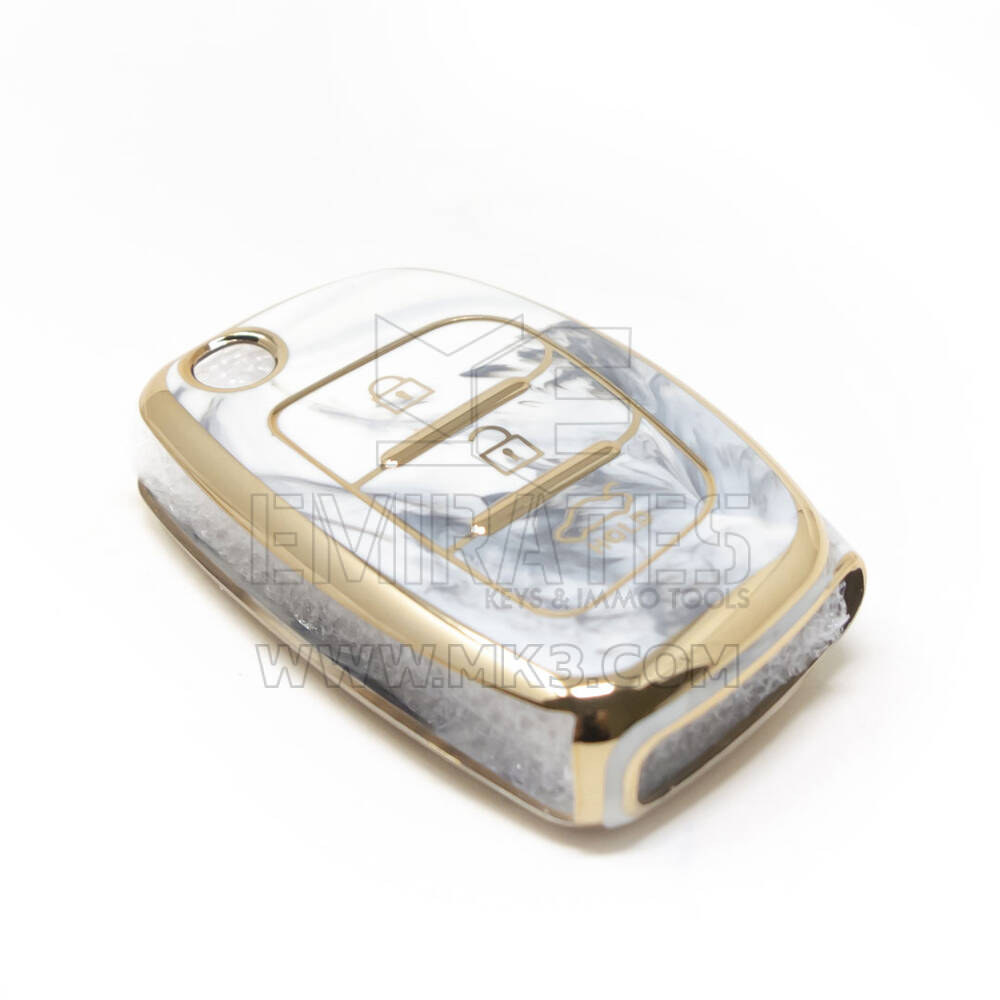 Nuova copertura in marmo Nano di alta qualità aftermarket per Hyundai Flip chiave remota 3 pulsanti colore bianco HY-B12J3A | Chiavi degli Emirati