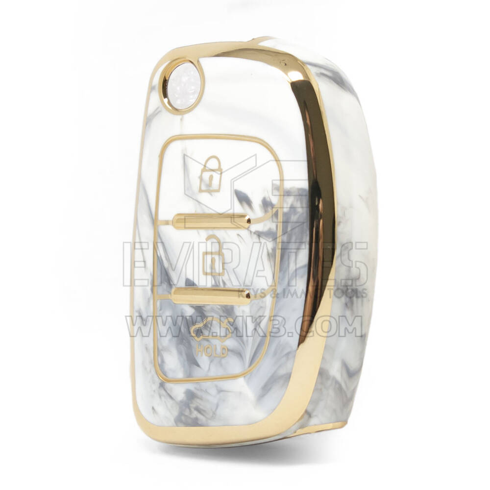 Cover in marmo Nano di alta qualità per chiave remota Hyundai Flip 3 pulsanti colore bianco HY-B12J3A