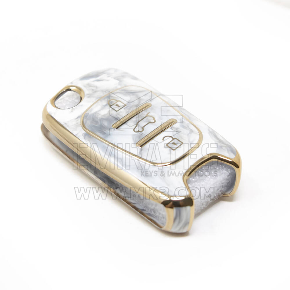 Nuova copertura in marmo Nano di alta qualità aftermarket per chiave remota Hyundai Flip 2 pulsanti colore bianco HY-C12J | Chiavi degli Emirati