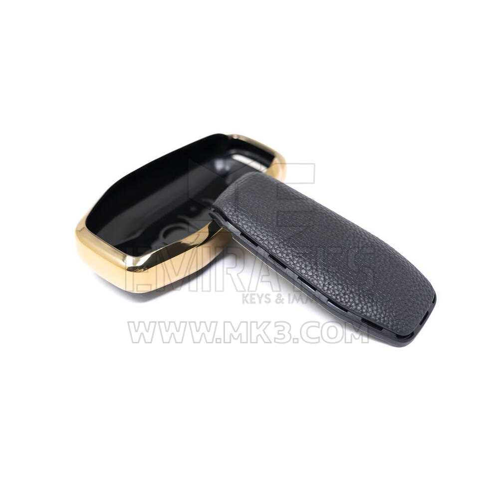 New Aftermarket Nano High Quality Gold Leather Cover For Ford Remote Key 5 Buttons Black Color Ford-A13J | Emirates Keys