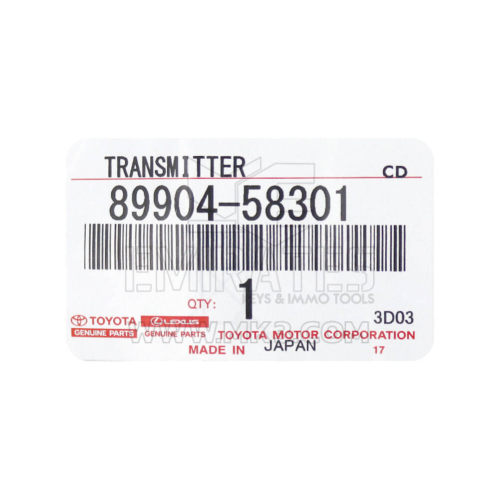 Novo Toyota Alphard 2009-2012 Genuine Smart Remote Key 5 Buttons 433MHz OEM Part Number: 89904-58301 / 8990458301 - FCC ID: BK1EW | Chaves dos Emirados