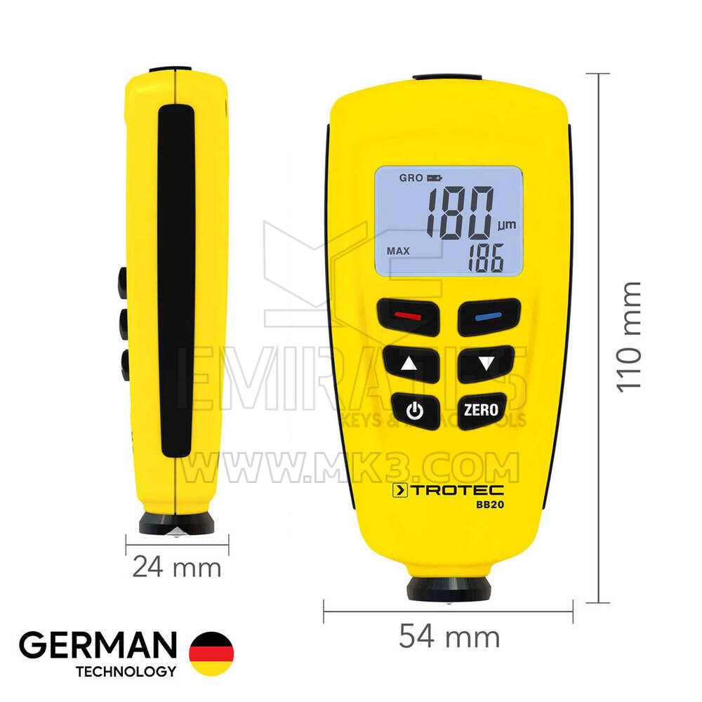 Trotec BB20 Coating Thickness Gauge Dual sensor for measuring the thickness of non-magnetic coatings on all magnetic and non-magnetic metals | Emirates Keys