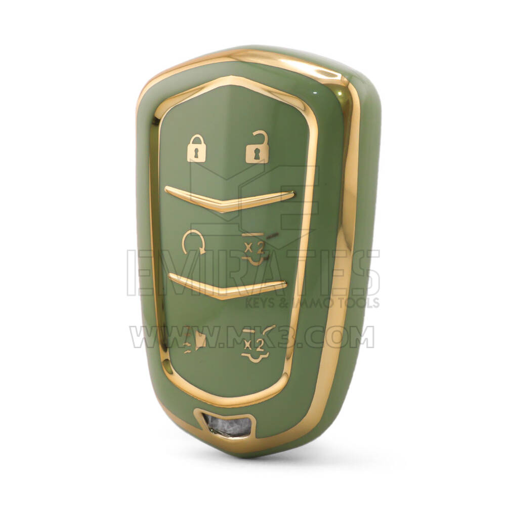 Housse Nano de haute qualité pour clé télécommande Cadillac 6 boutons couleur verte CDLC-A11J6