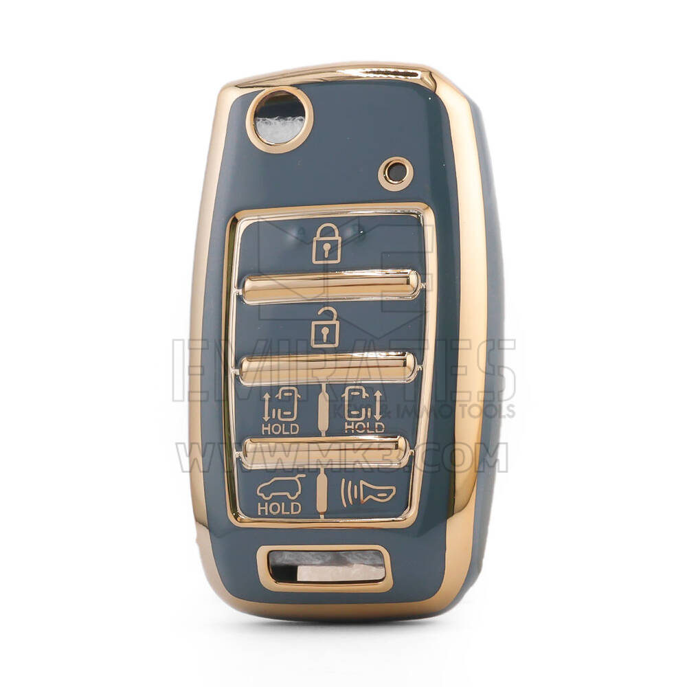 Housse Nano de haute qualité pour clé télécommande Kia 6 boutons couleur grise KIA-O11J6