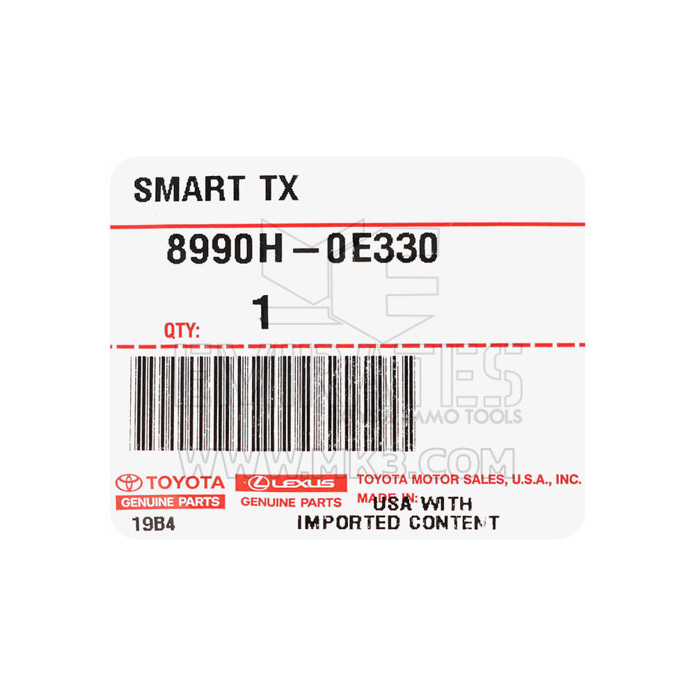 New Toyota Highlander 2024 Genuine / OEM Smart Remote Key 3+1 Buttons 314.35/ 312.11MHz OEM Part Number: 8990H-0E330, 8990H0E330 | Emirates Keys