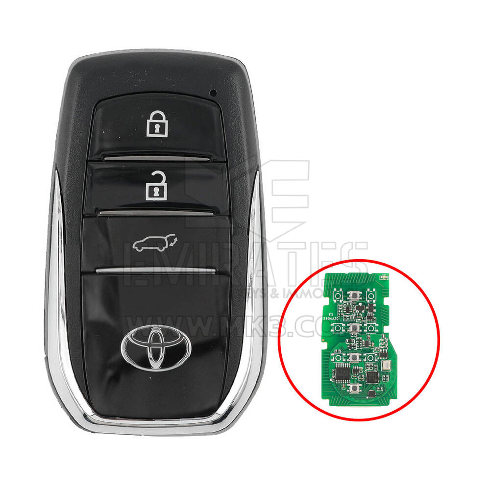 Toyota 2023 Smart Remote Key Shell 3 Buttons Chrome Sides BA Type