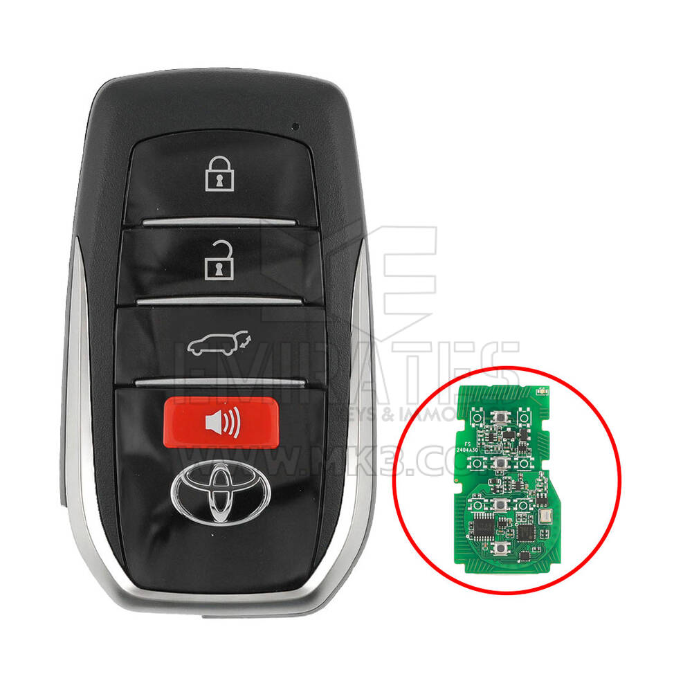 Toyota 2023 Smart Remote Key Shell 3+1 Buttons Chrome Sides BA Type