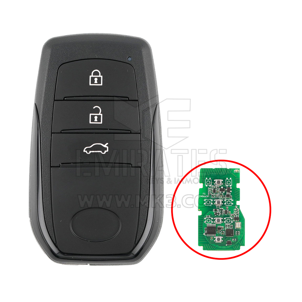 Toyota Corolla 2024 Smart Remote Key Shell 3 Buttons Black Sides BA Type