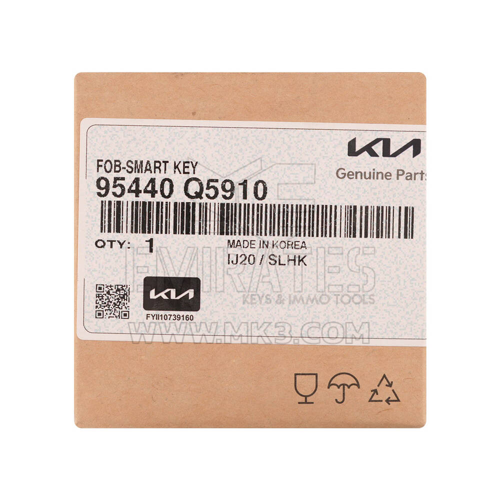New KIA Seltos Genuine / OEM Smart Remote Key 3 Buttons 433MHz OEM Part Number: 95440-Q5910, 95440Q5910 | Emirates Keys
