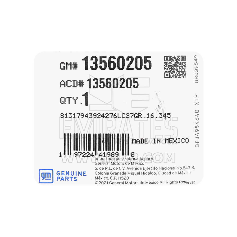 Новый оригинальный смарт-ключ с дистанционным управлением Chevrolet Silverado 2023 года, 4+1 кнопки, 433 МГц, номер детали OEM: 13548437 / 13560205 | Emirates Keys