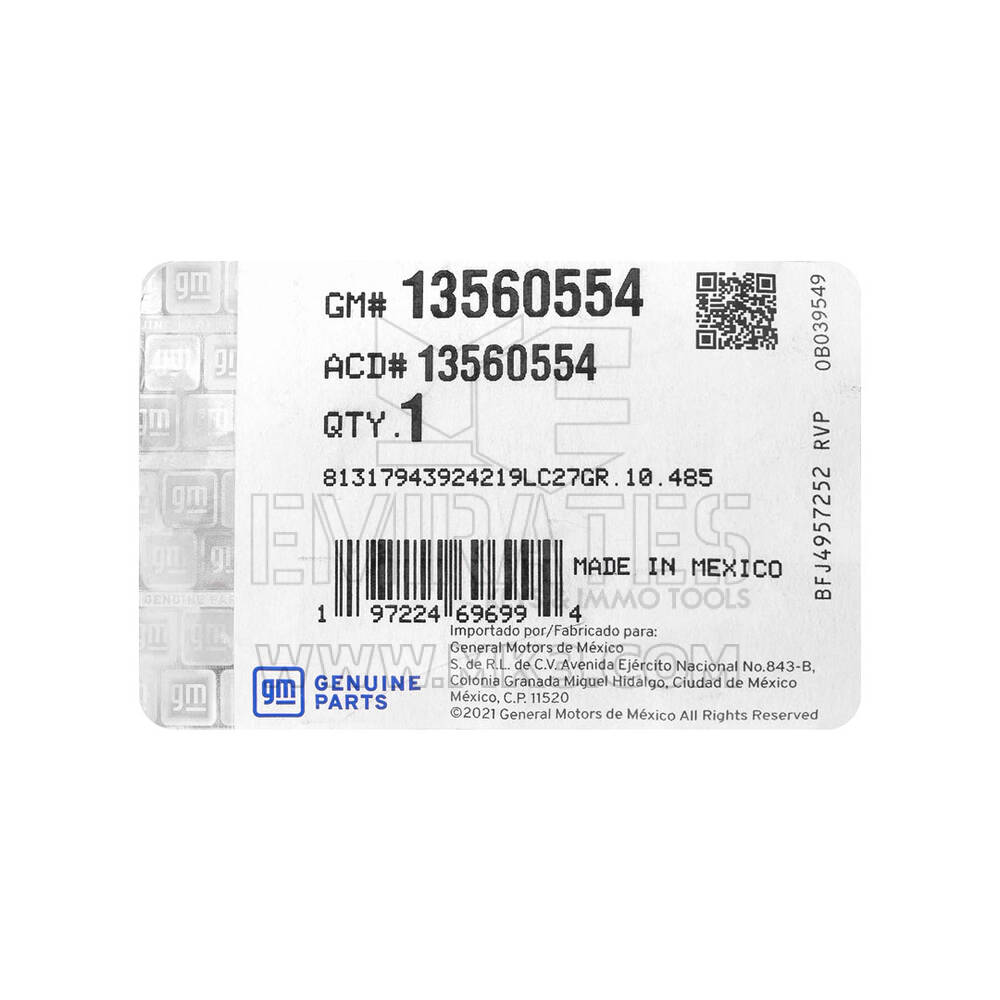 New Cadillac XT4 2024 Genuine / OEM Smart Remote Key 4+1 Buttons 433MHz OEM Part Number: 13553714 | Emirates Keys