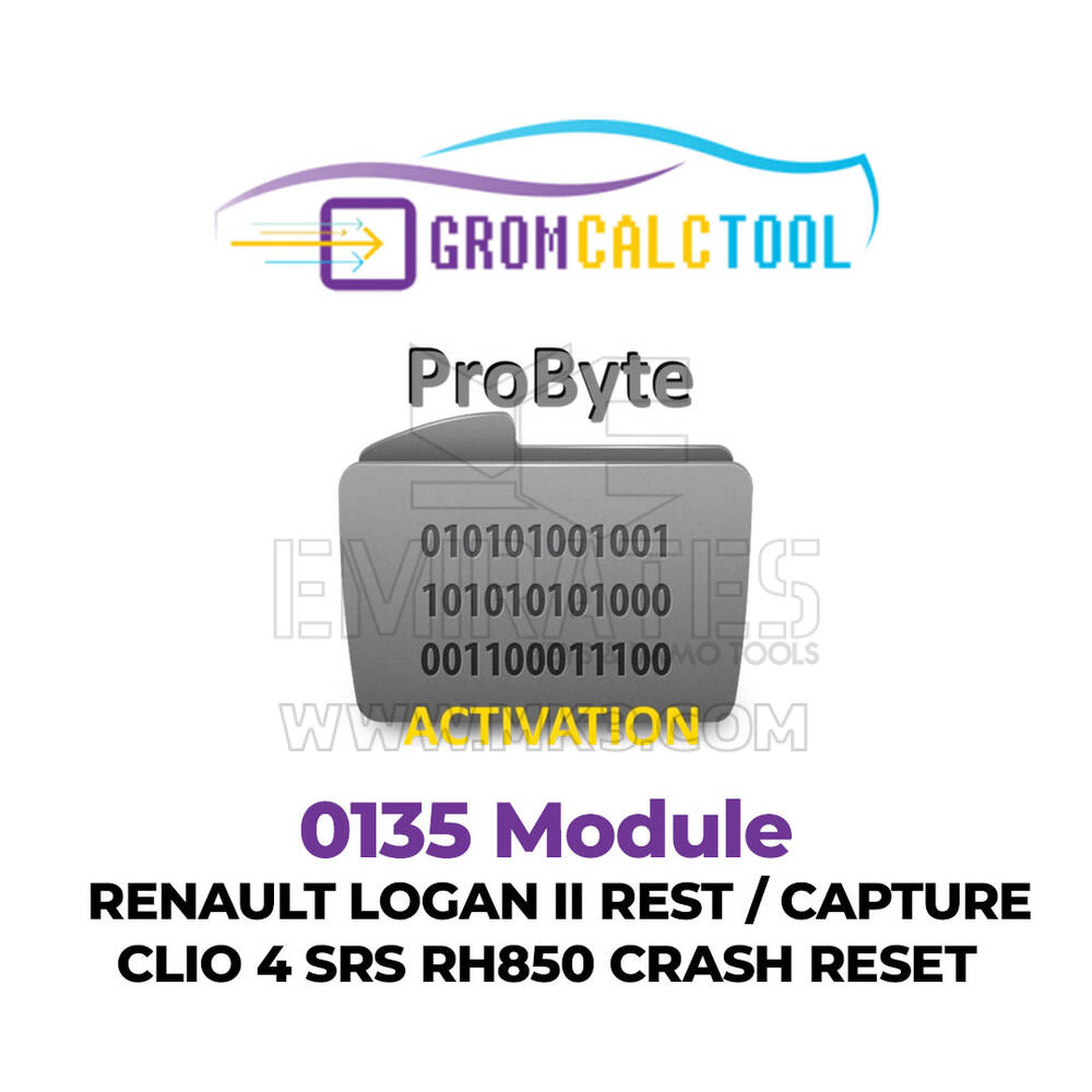 GromCalcTool 0135 Modulo Renault Logan II Riposo / Cattura / Clio 4 SRS RH850 Crash Reset
