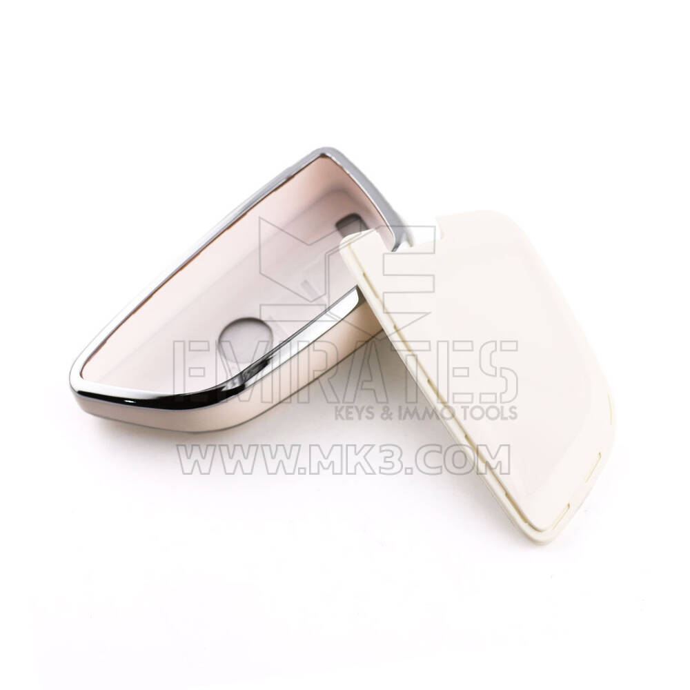 New Aftermarket Nano High Quality Cover For BMW Remote Key 4 Button White Color Silver Frame BMW-B11Y4 | Emirates Keys