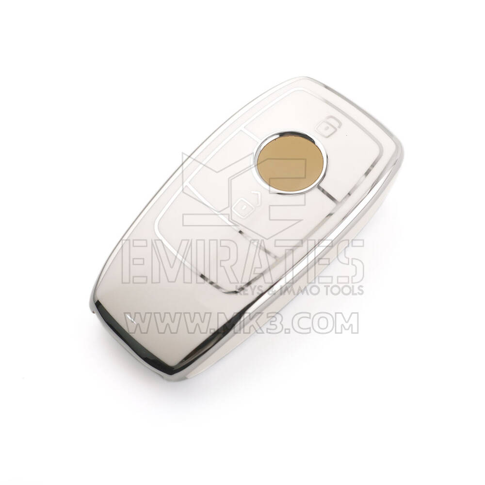 Coque Nano de rechange de haute qualité pour clé télécommande Mercedes 2 boutons, blanche, cadre argenté, Benz-B11Y2 | Emirates Keys