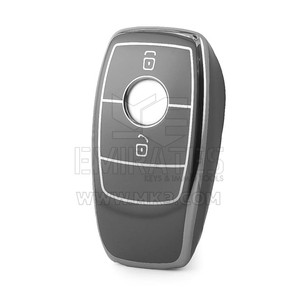 Mercedes Uzaktan Anahtar 2 Düğmeli Koyu Gri Renkli Gümüş Çerçeveli Nano Yüksek Kaliteli Kılıf Benz-B11Y2