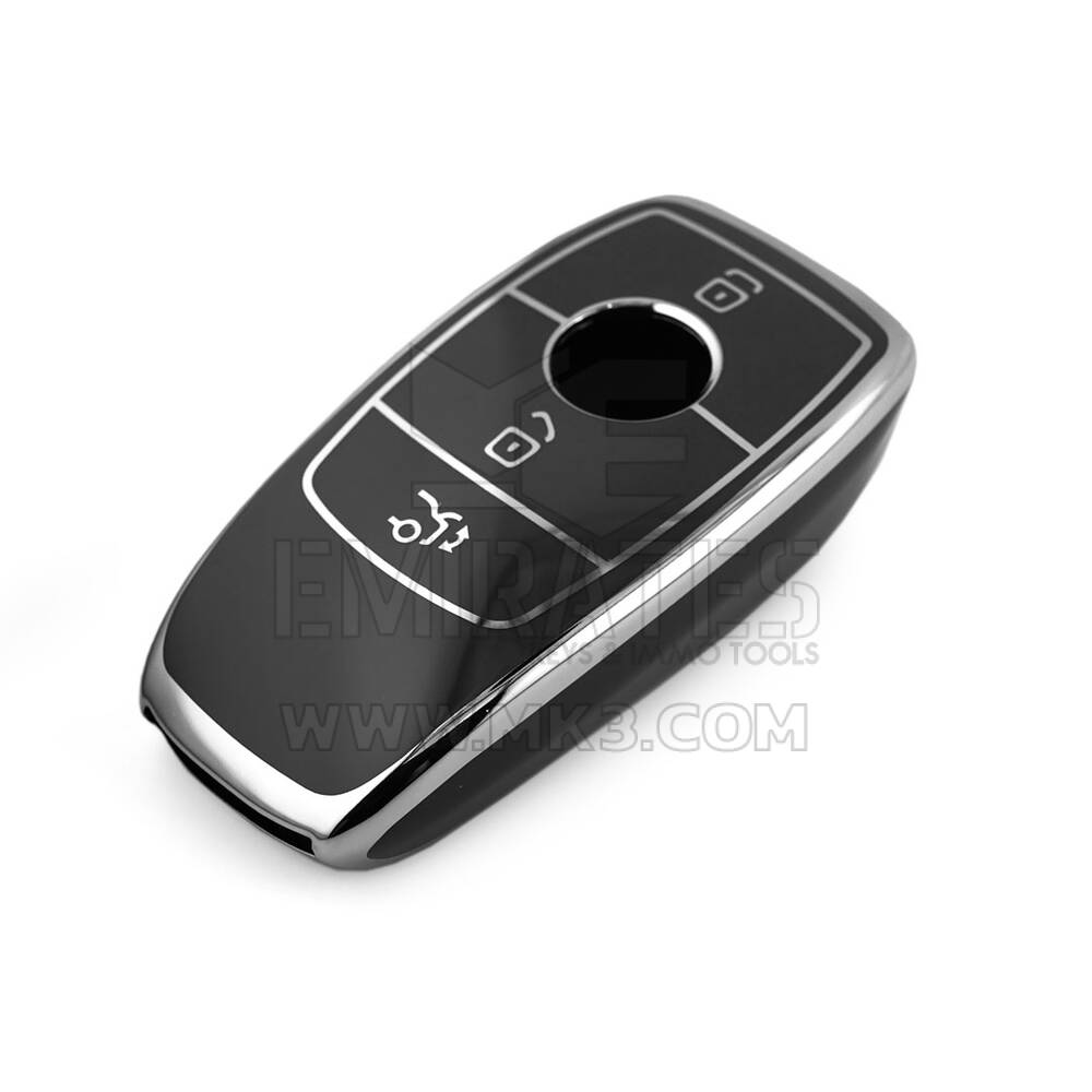 Coque Nano de rechange de haute qualité pour clé télécommande Mercedes 3 boutons, noire, cadre argenté, Benz-B11Y3 | Emirates Keys