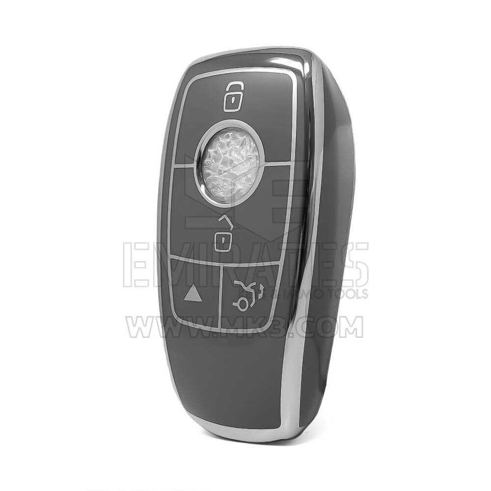 Coque Nano haute qualité pour télécommande Mercedes 4 boutons, gris foncé, cadre argenté, Benz-B11Y4