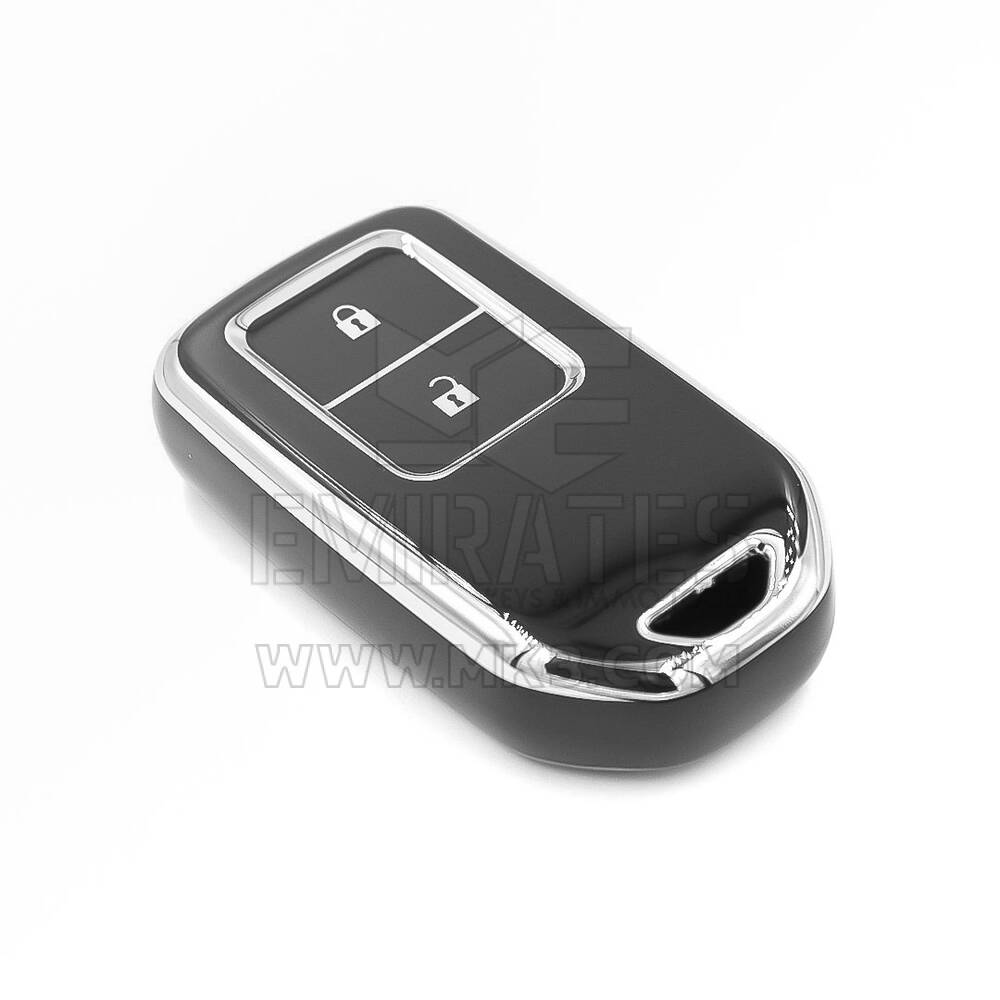 Coque Nano de rechange de haute qualité pour clé télécommande Honda 2 boutons, noire, cadre argenté, HD-A11Y2 | Emirates Keys
