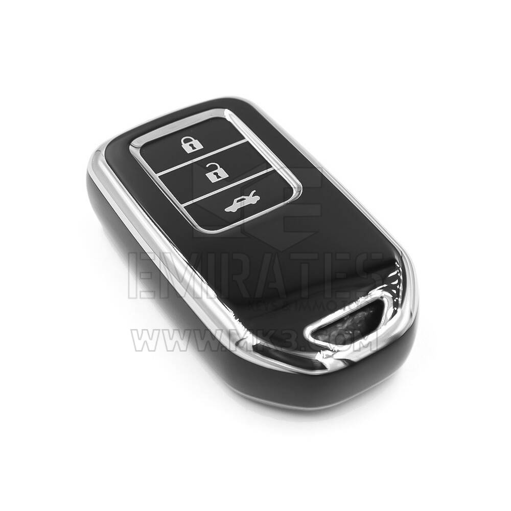 Coque Nano de rechange de haute qualité pour clé télécommande Honda 3 boutons, noire, cadre argenté, HD-A11Y3A | Emirates Keys
