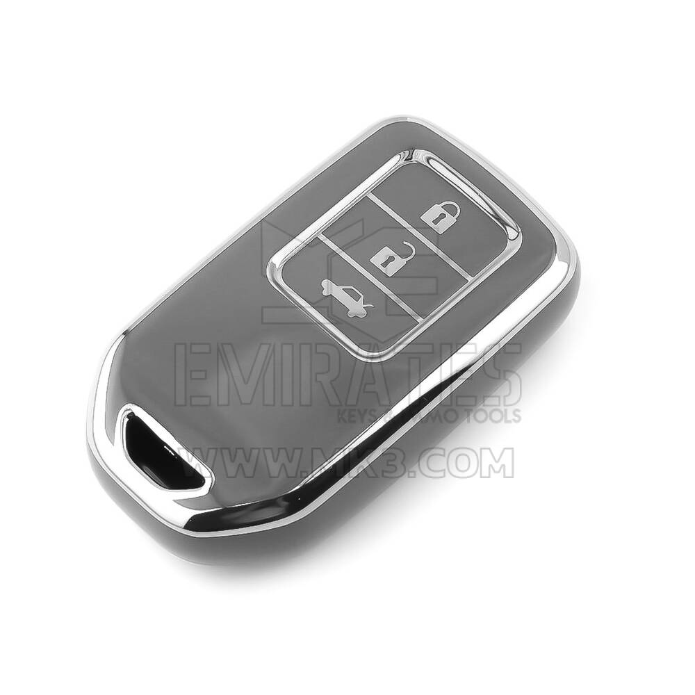 Coque Nano de rechange de haute qualité pour télécommande Honda 3 boutons, gris foncé, cadre argenté, HD-A11Y3A | Emirates Keys