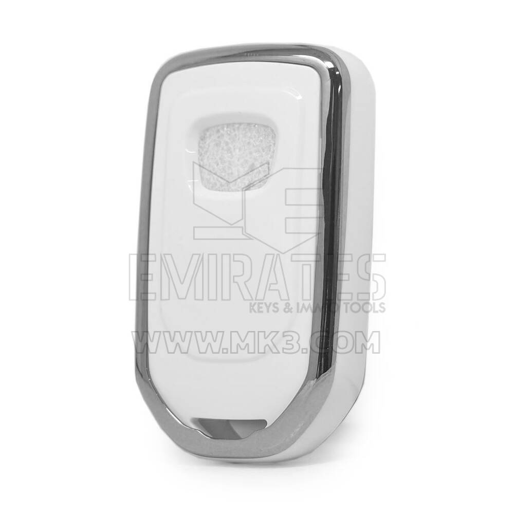 Coque Nano pour télécommande Honda 4 boutons, blanche, cadre argenté, HD-A11Y4 | MK3