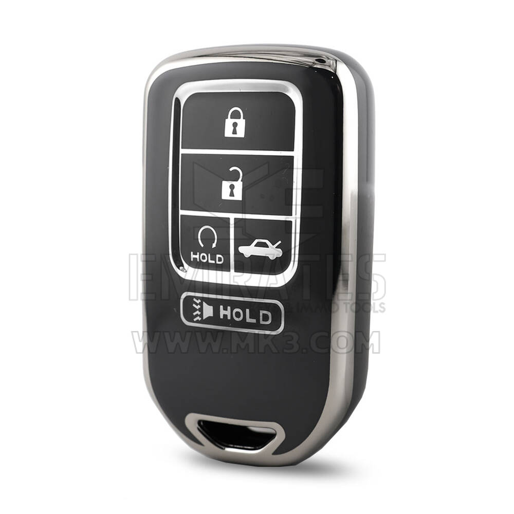 Coque Nano haute qualité pour clé télécommande Honda 5 boutons, couleur noire, cadre argenté, HD-A11Y5