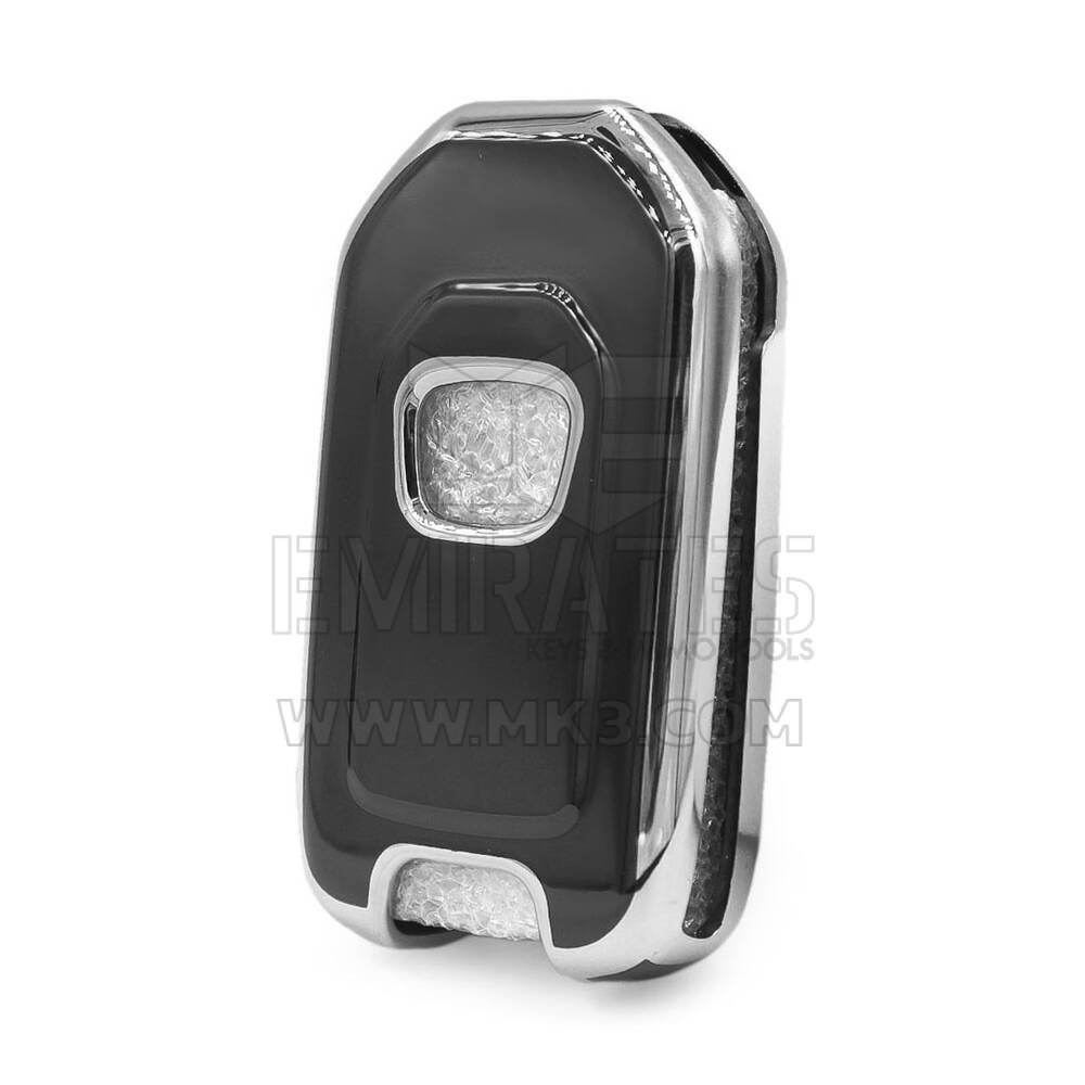 Coque Nano pour télécommande Honda 2 boutons, noire, cadre argenté, HD-B11Y2 | MK3